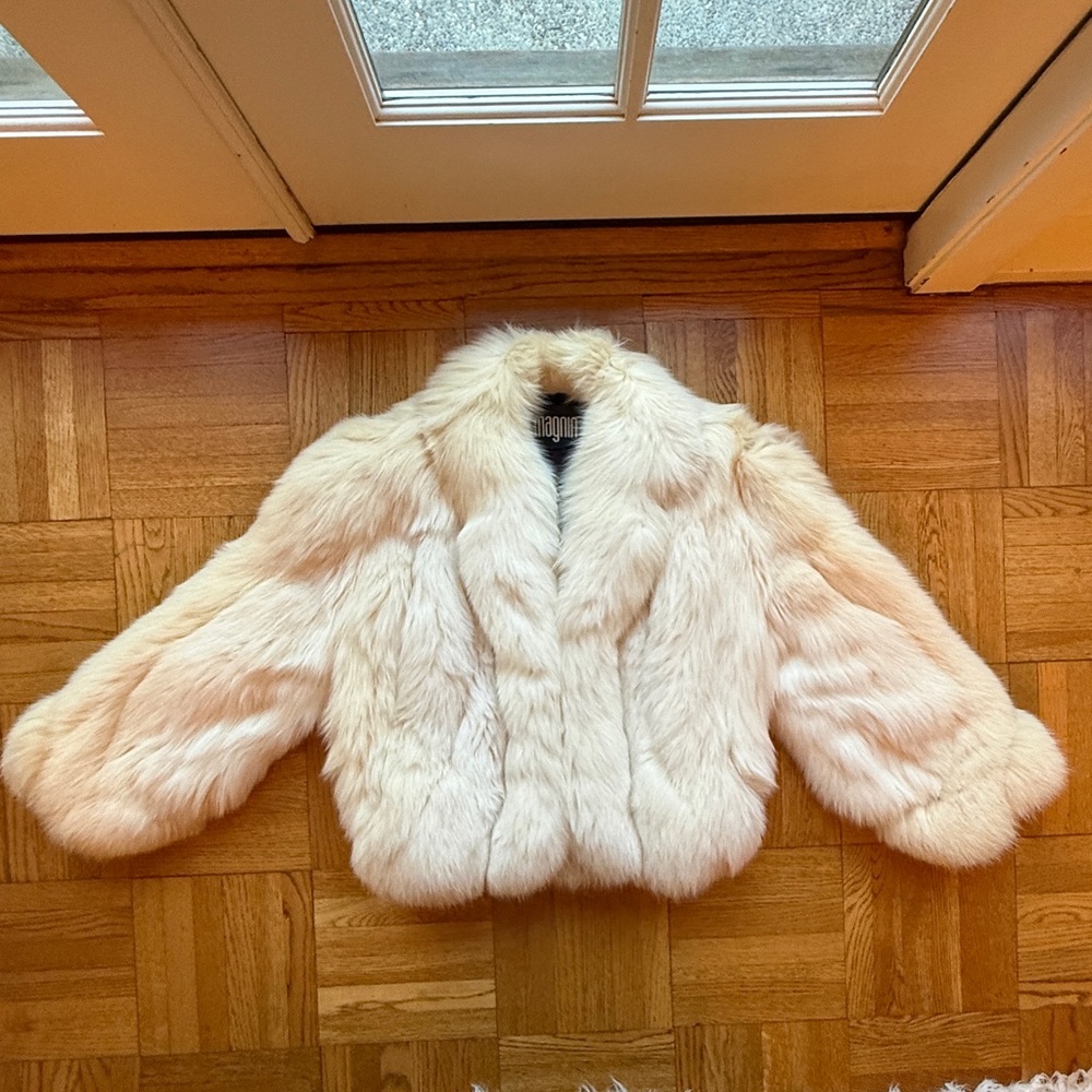 Vintage Imagnin Winter White Shadow Fox Fur Jacket